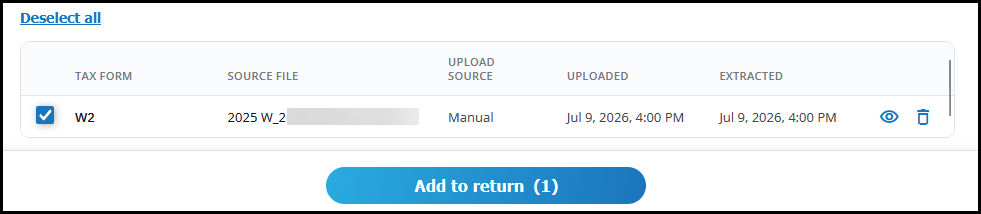 Select and add to return